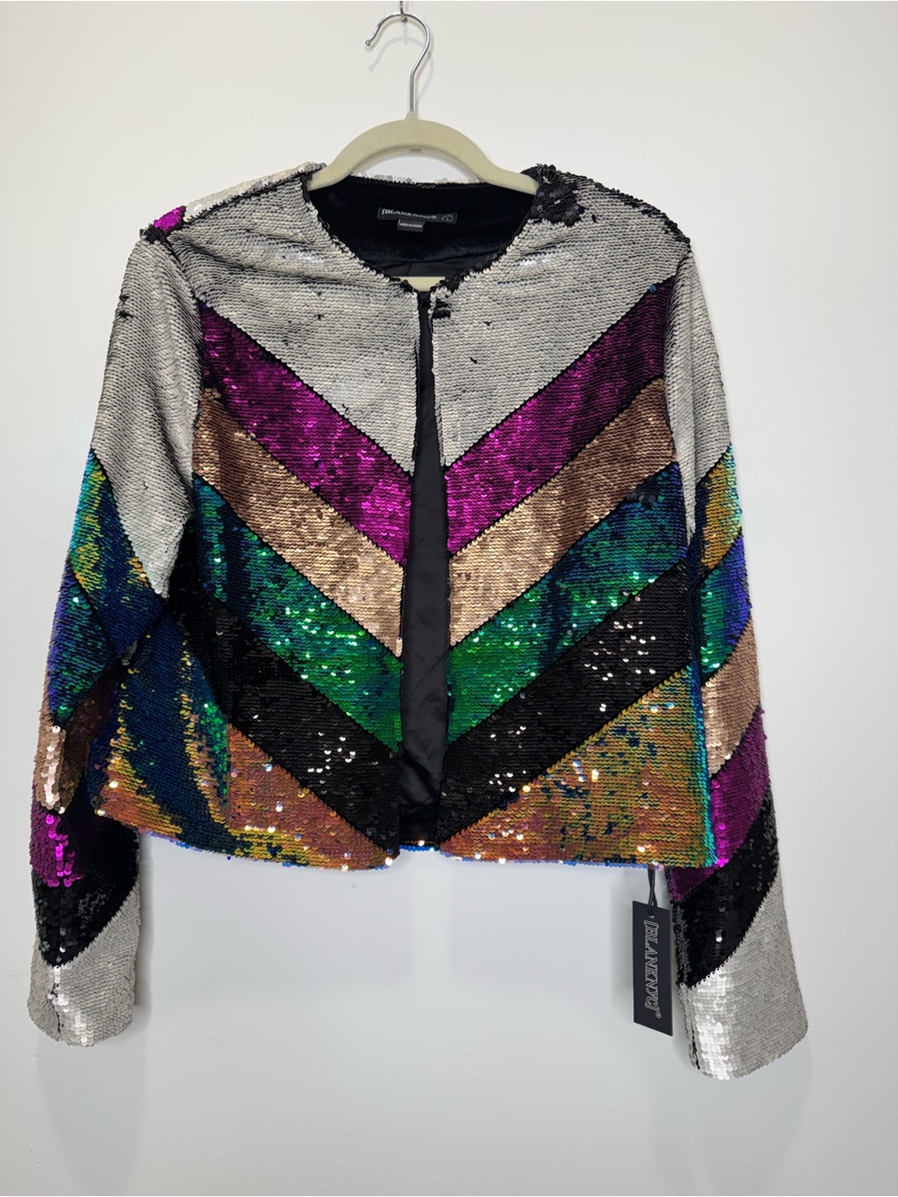 NWT ✨BLANKNYC Colorblock Sequin Jacket - Multicolor Sz Large $198